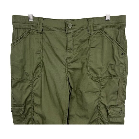 Style Co Womens Olive Green Capri Cargo Pants Size 12 Comfort Waist Mid Rise New - Picture 2 of 10
